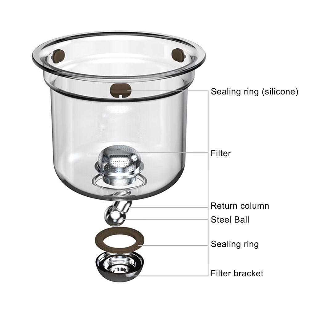 Tekanna i glas med teinfusionssil — magnetiskt filter med ett klick, trähandtag