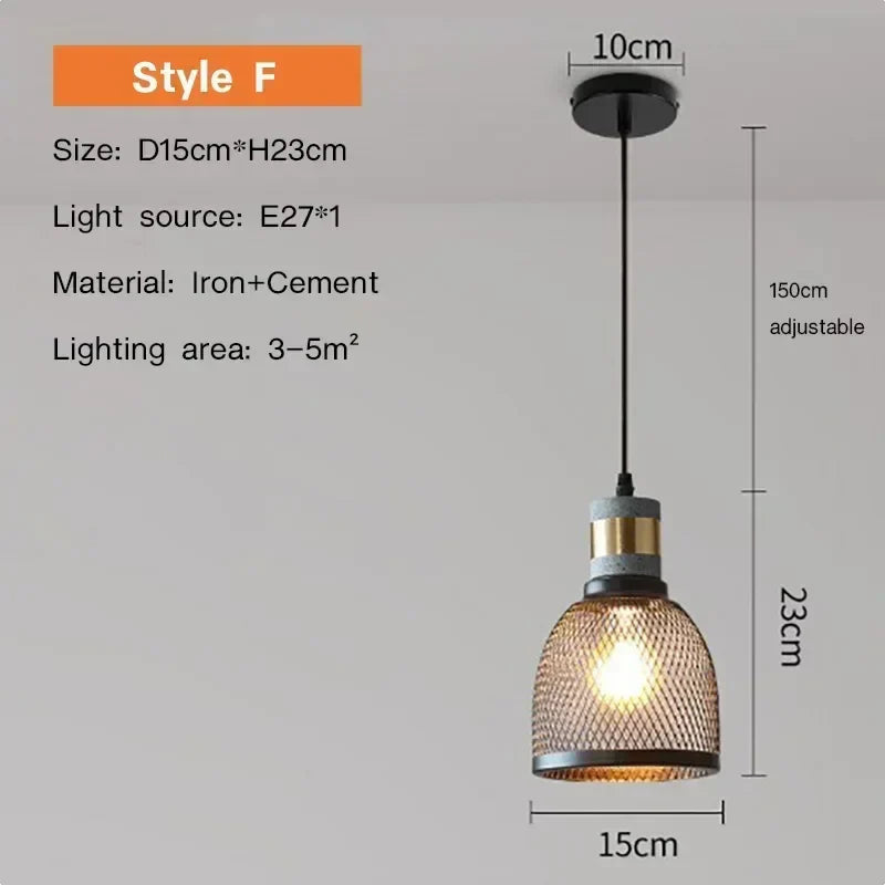 Quarryline Cement Pendant Light In Retro American Style For Kitchens