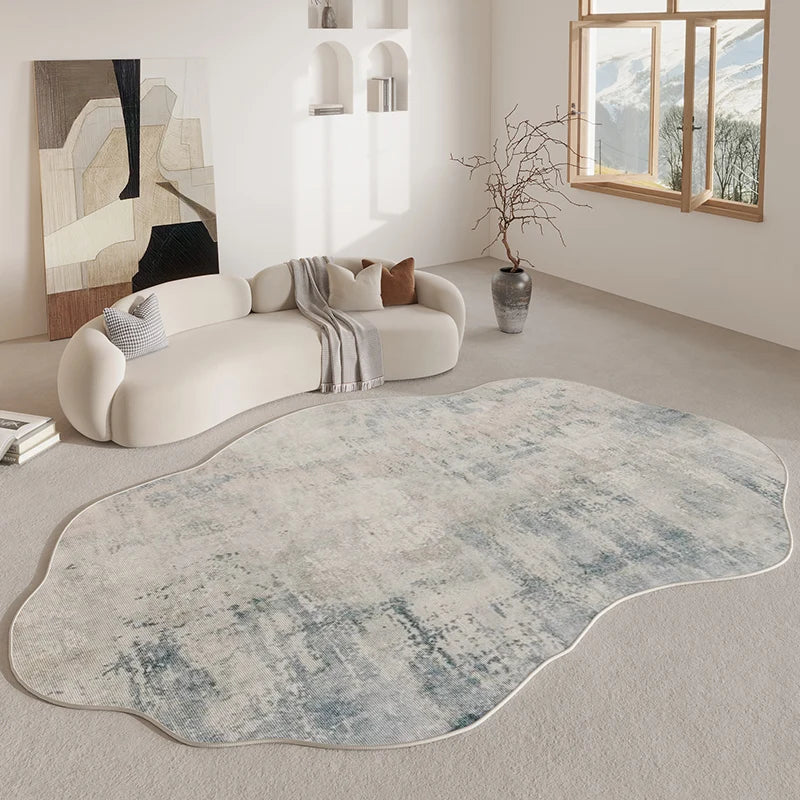Tapis moderne beige abstrait, style crème - Design résistant et facile d’entretien