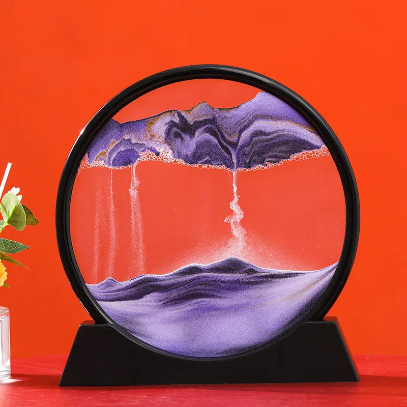 Kinetické skleněné přesýpací hodiny AureaFlow — Design písku s 3D pohybem
