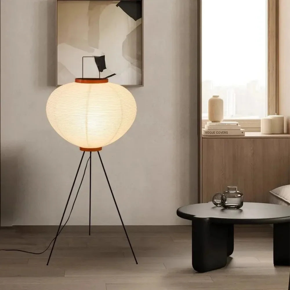 LumiNook Floor Lamp With Rice Paper Soft Glow In Wabi Sabi Style