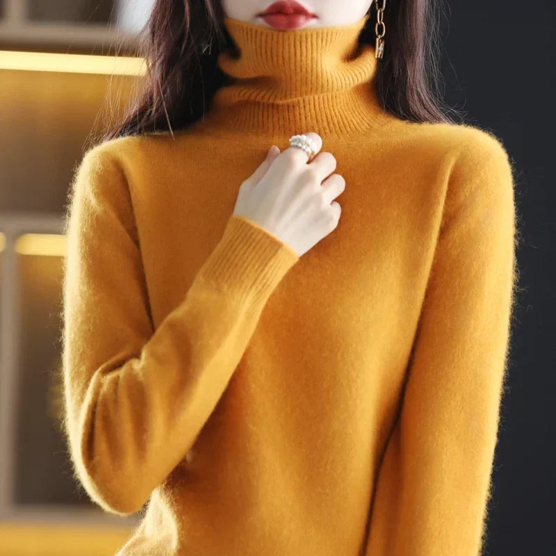 Emma-Pullover mit hohem Kragen aus 100 % reinem Kaschmir — Figurbetonte Silhouette