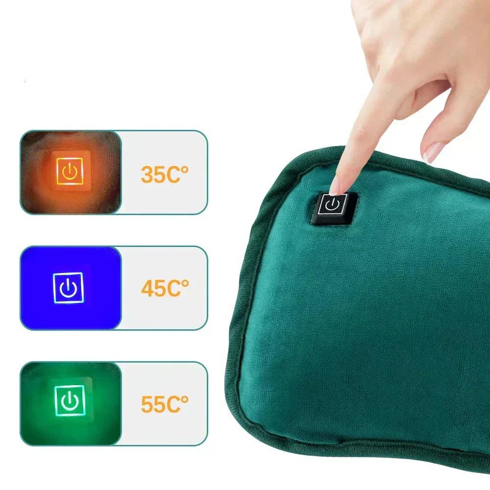 CozyGlow portabel elektrisk värmedyna — mjuk kuddeform, snabb uppvärmning