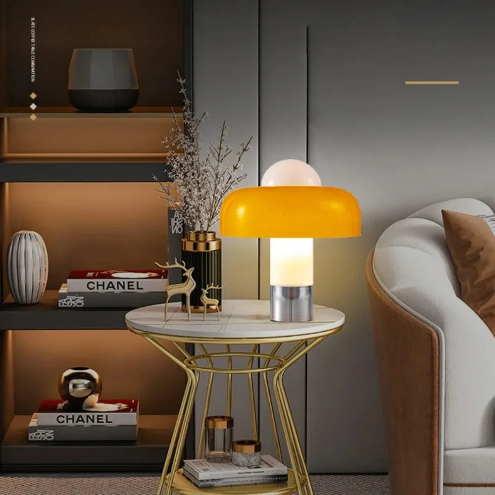 Lunara Bauhaus Style Glass Orange Mushroom Lamp For Modern Homes