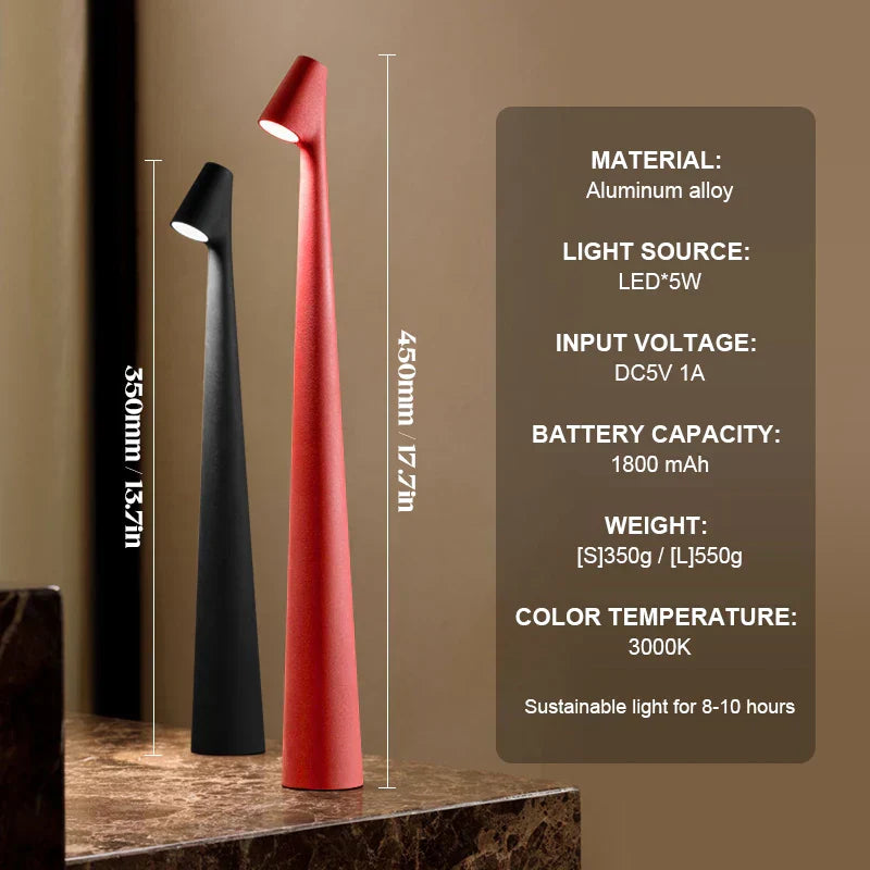 LumaNord Cordless LED Table Lamp — Touch-Controlled Brightness, Soft Ambient Light