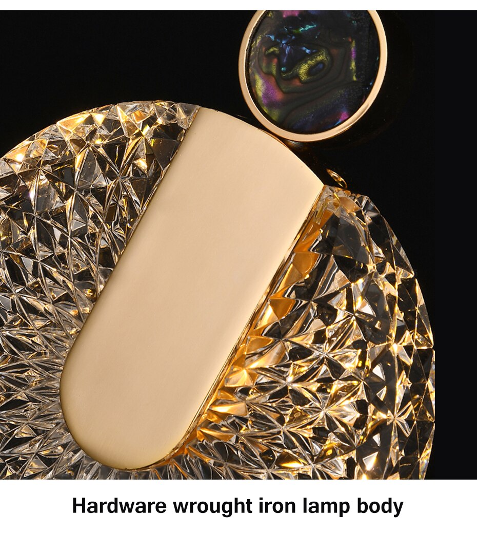 Lámpara colgante redonda de cristal con LED dorado Aurelia
