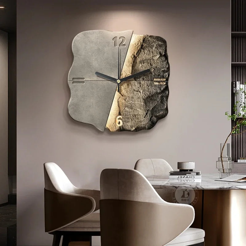 AbstractElegance Luxuriöse Wanduhr — Abstraktes Reliefdesign