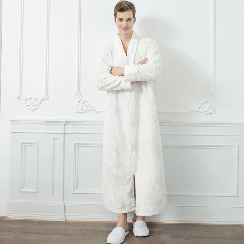 CozyNest termisk flanellbadrock för gravida — extra lång och rymlig passform
