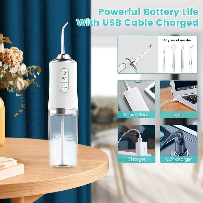 Hydropulseur dentaire sans fil - irrigateur portable rechargeable pour un nettoyage en profondeur