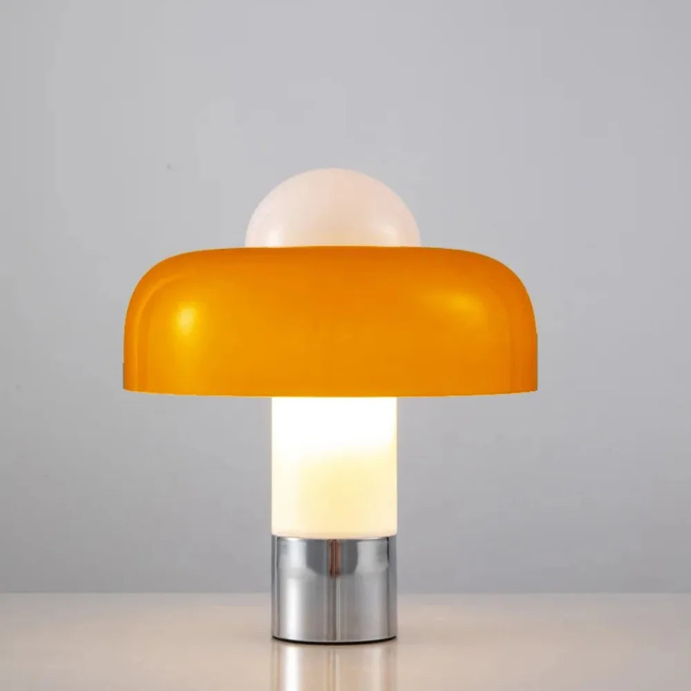 Lunara Bauhaus Style Glass Orange Mushroom Lamp For Modern Homes