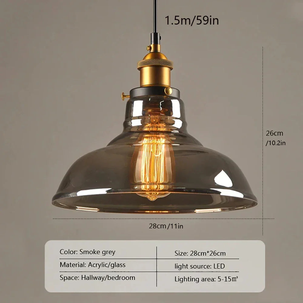 Suspension en verre rétro industrielle — Luminaire suspendu