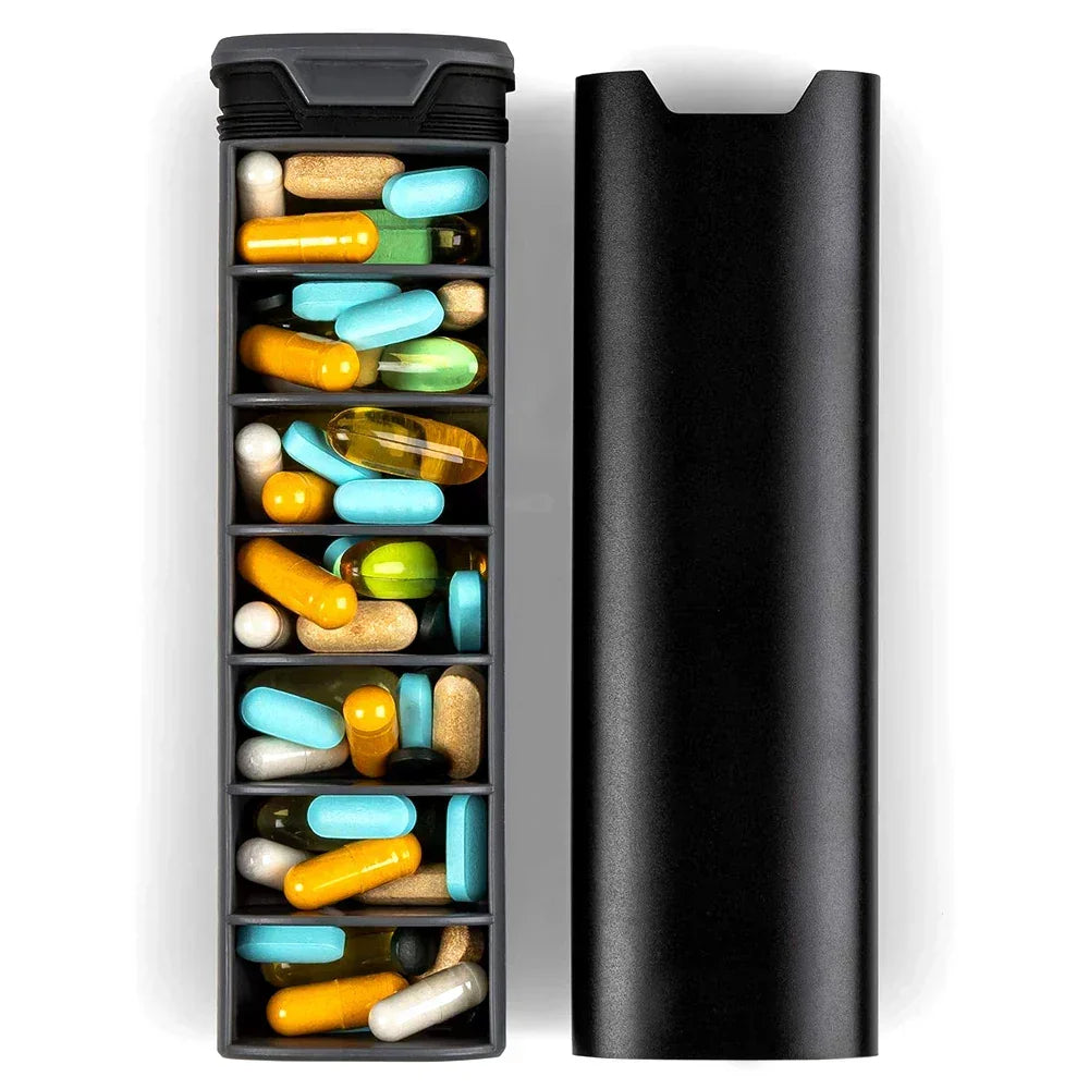 7-Day Medication Organizer – Compact Leakproof Pillbox for Home and Travel