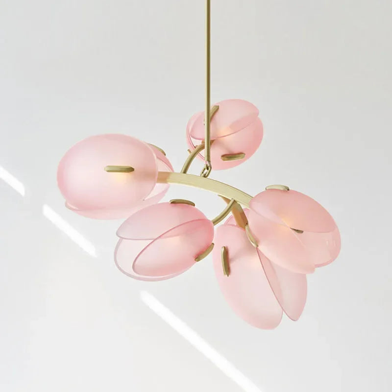 Nova Ceiling Light With Scandinavian Pink Tulip Glass Shade