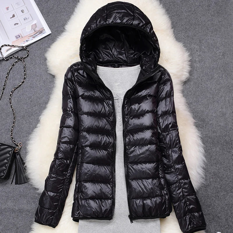 Spectra Daunenjacke mit Kapuze für Damen in Warmweiß — wasserdicht
