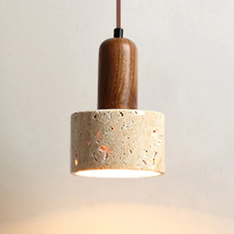 Wabi-Sabi-Pendelleuchte - gelber Marmor, langlebiger Travertin