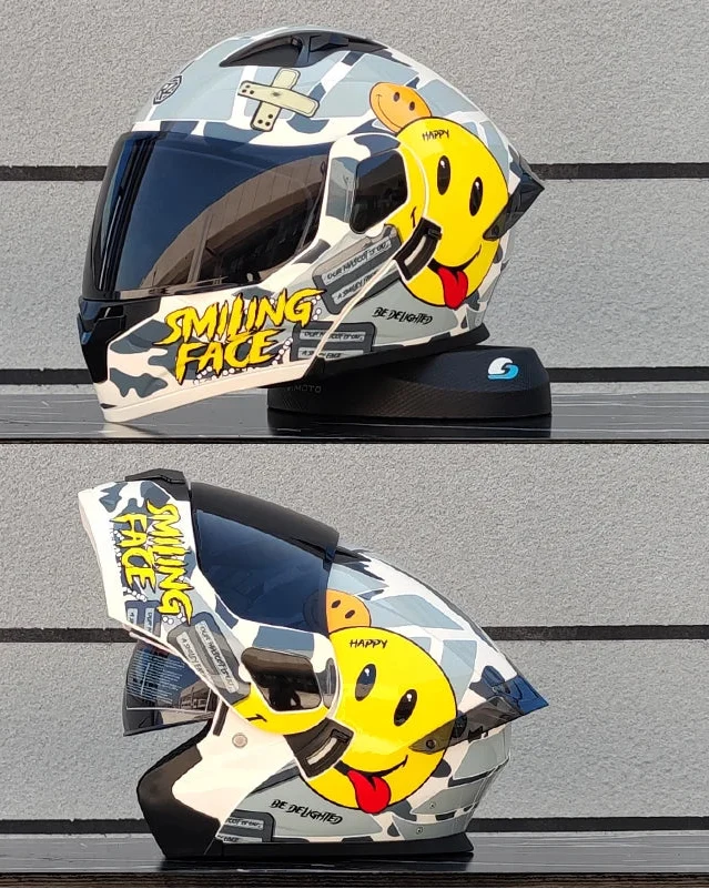 フリップフロント式フルフェイスバイクヘルメット — DOT認証デュアルレンズシールド