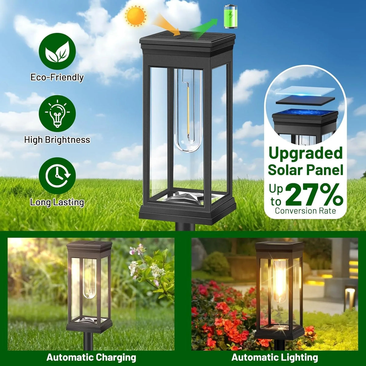 4 stuks zonnepadverlichting — waterdichte LED-lampen voor tuinpaden