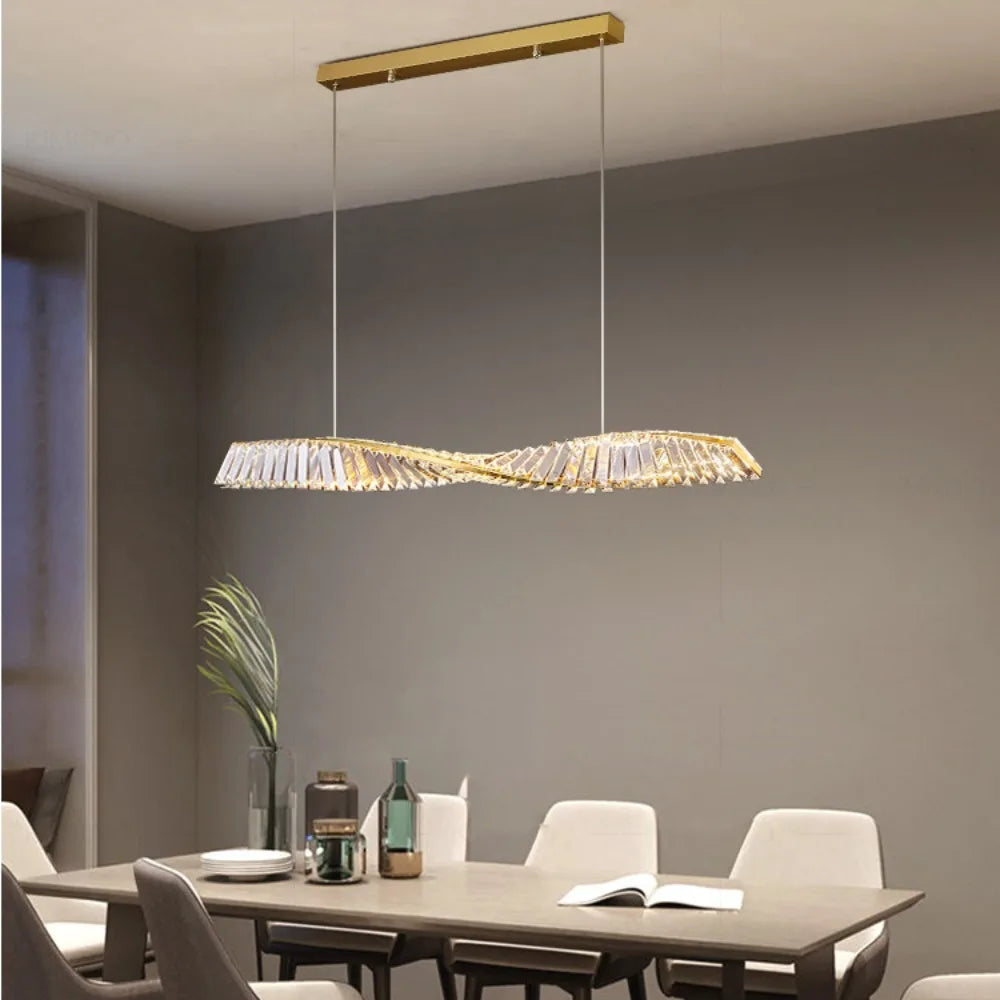 Lumeris Modern Crystal Spiral Pendant Light With LED For Dining Room