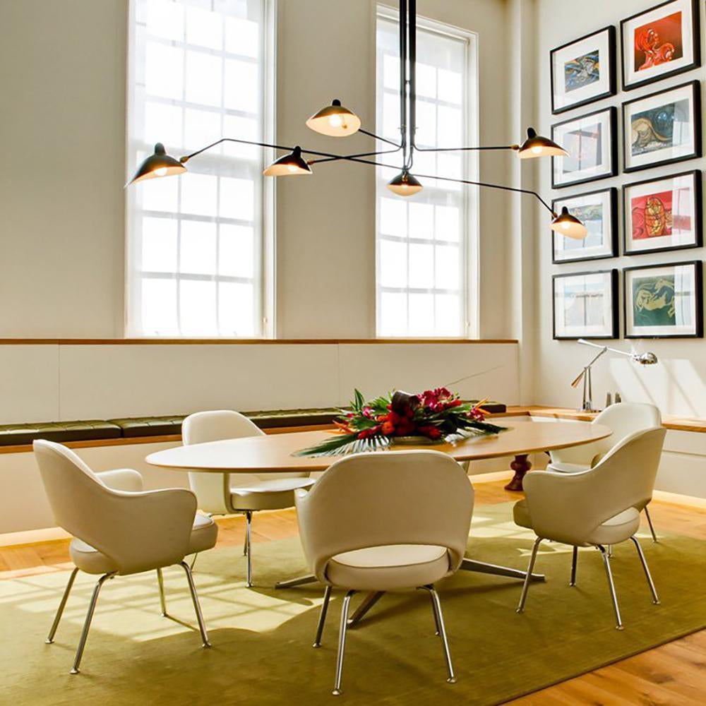 Mid-Century Modern Spider Ceiling Lamp — 3 Adjustable Brass Arms, Independent Articulation