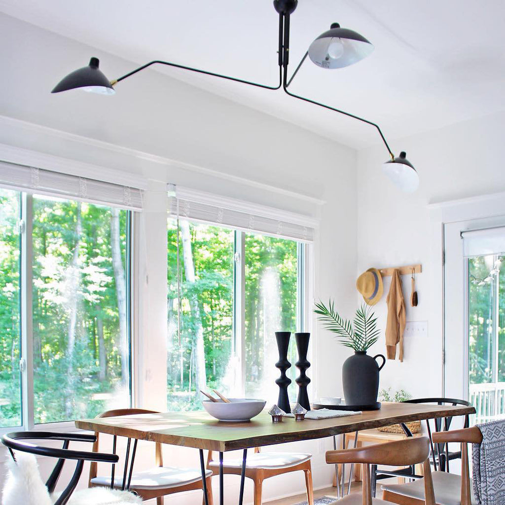 Mid-Century Modern Spider Ceiling Lamp — 3 Adjustable Brass Arms, Independent Articulation