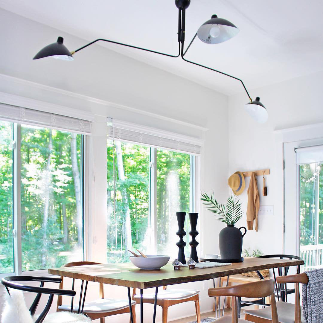 Mid-Century Modern Spider Ceiling Lamp — 3 Adjustable Brass Arms, Independent Articulation