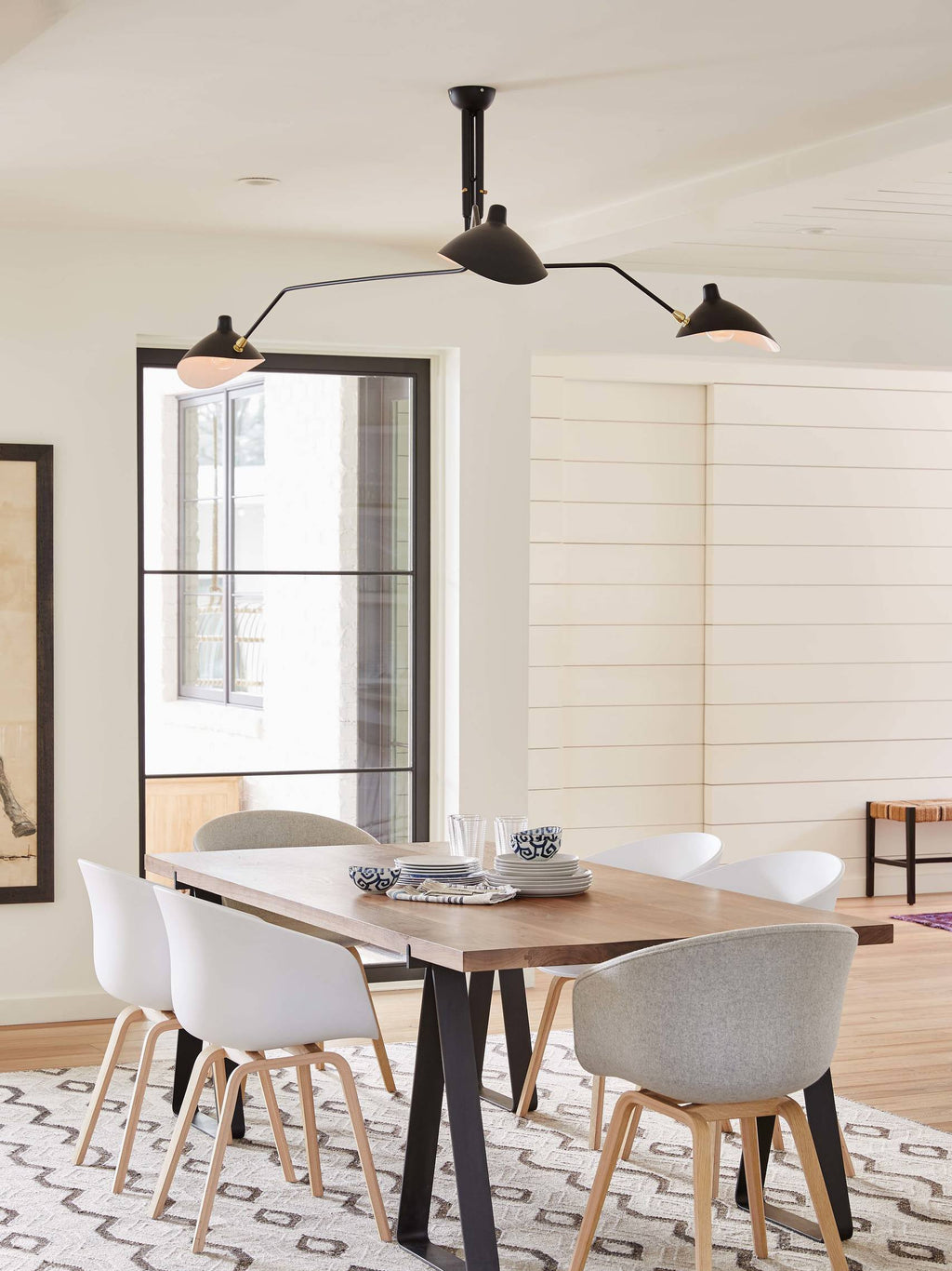 Mid-Century Modern Spider Ceiling Lamp — 3 Adjustable Brass Arms, Independent Articulation