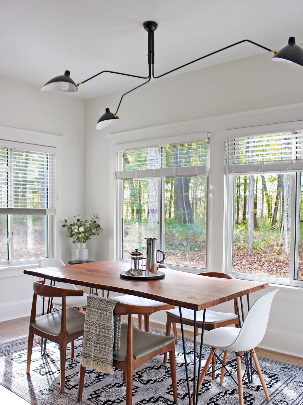 Mid-Century Modern Spider Ceiling Lamp — 3 Adjustable Brass Arms, Independent Articulation
