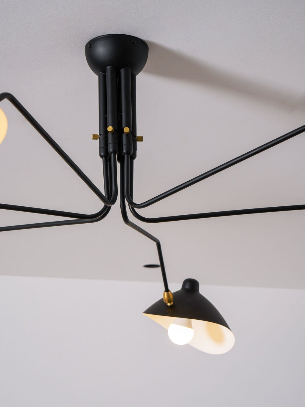 Mid-Century Modern Spider Ceiling Lamp — 3 Adjustable Brass Arms, Independent Articulation