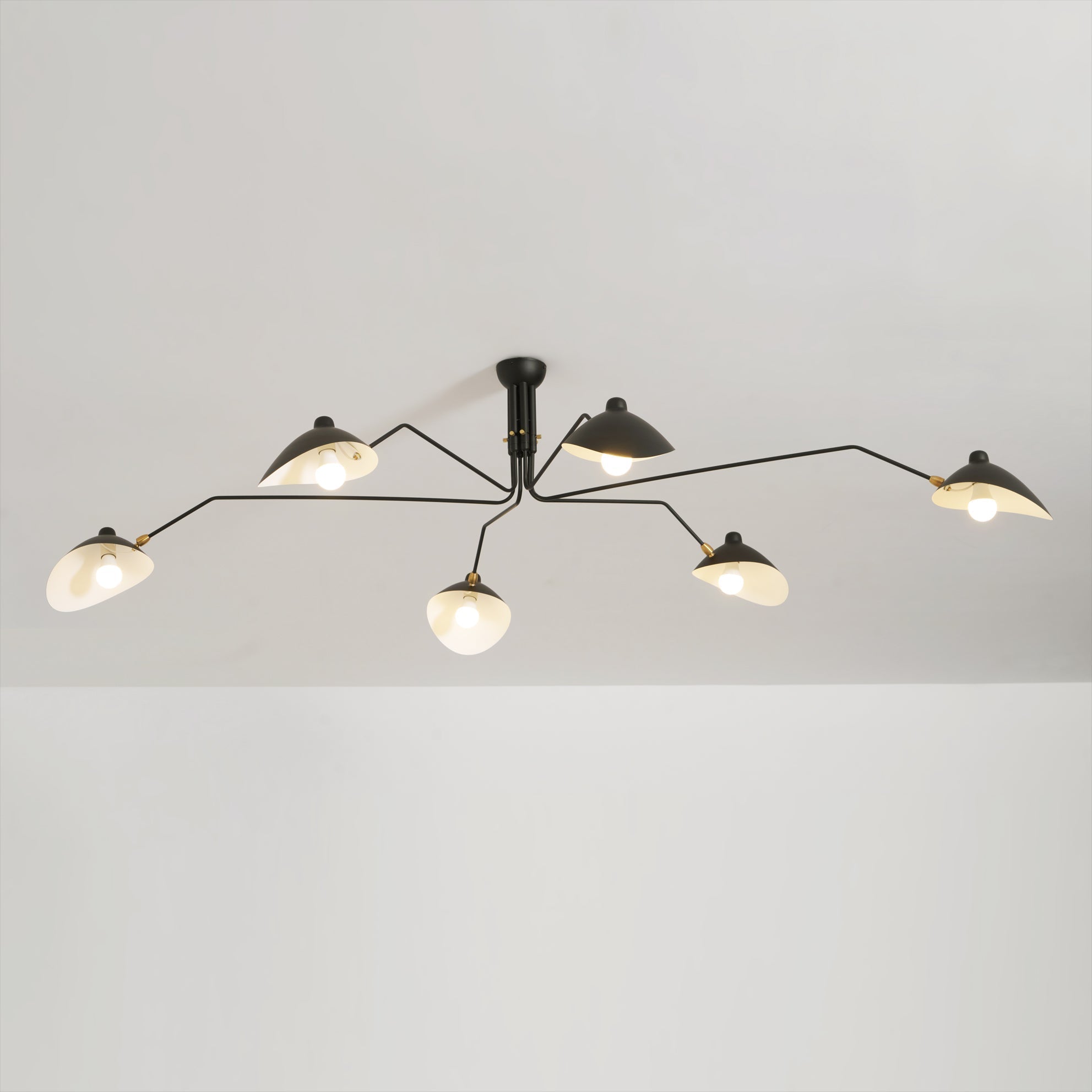 Mid-Century Modern Spider Ceiling Lamp — 3 Adjustable Brass Arms, Independent Articulation