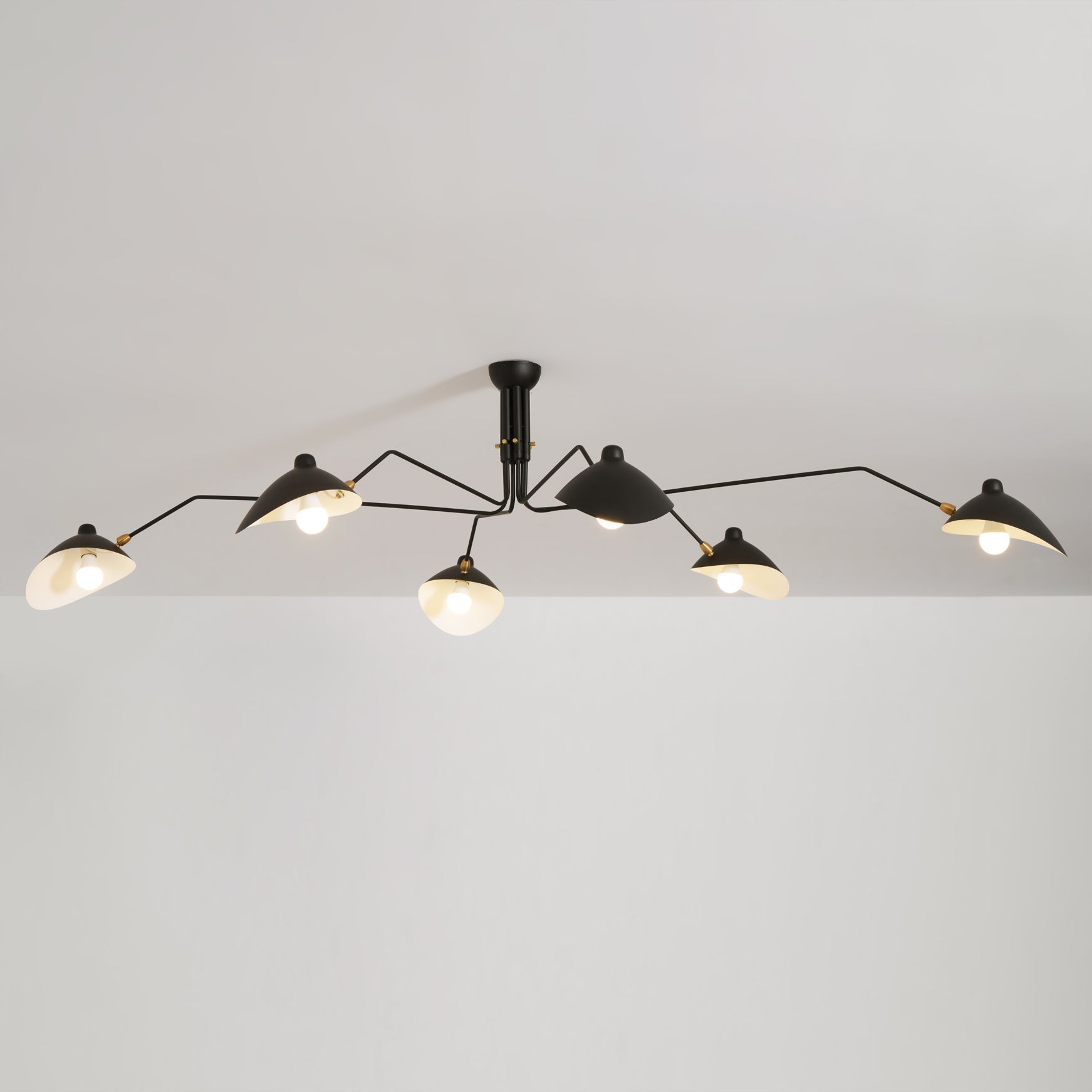 Mid-Century Modern Spider Ceiling Lamp — 3 Adjustable Brass Arms, Independent Articulation