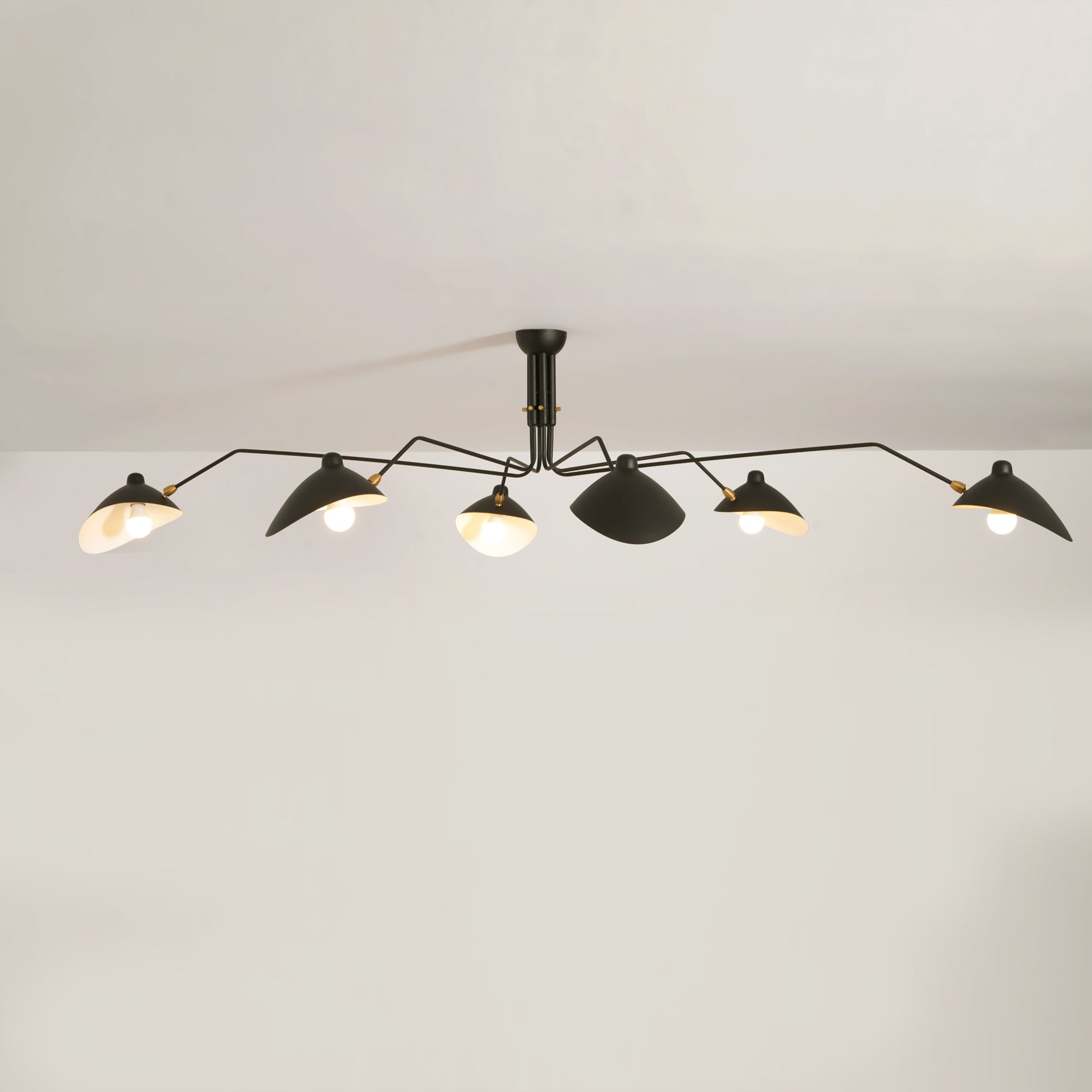 Mid-Century Modern Spider Ceiling Lamp — 3 Adjustable Brass Arms, Independent Articulation