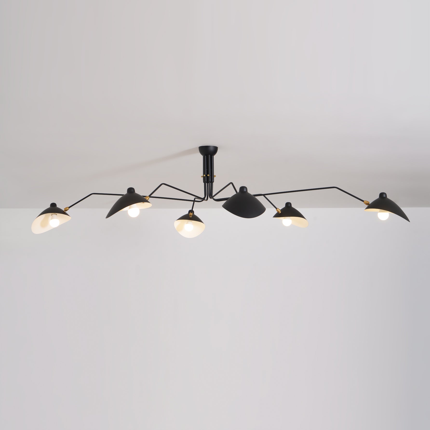 Mid-Century Modern Spider Ceiling Lamp — 3 Adjustable Brass Arms, Independent Articulation