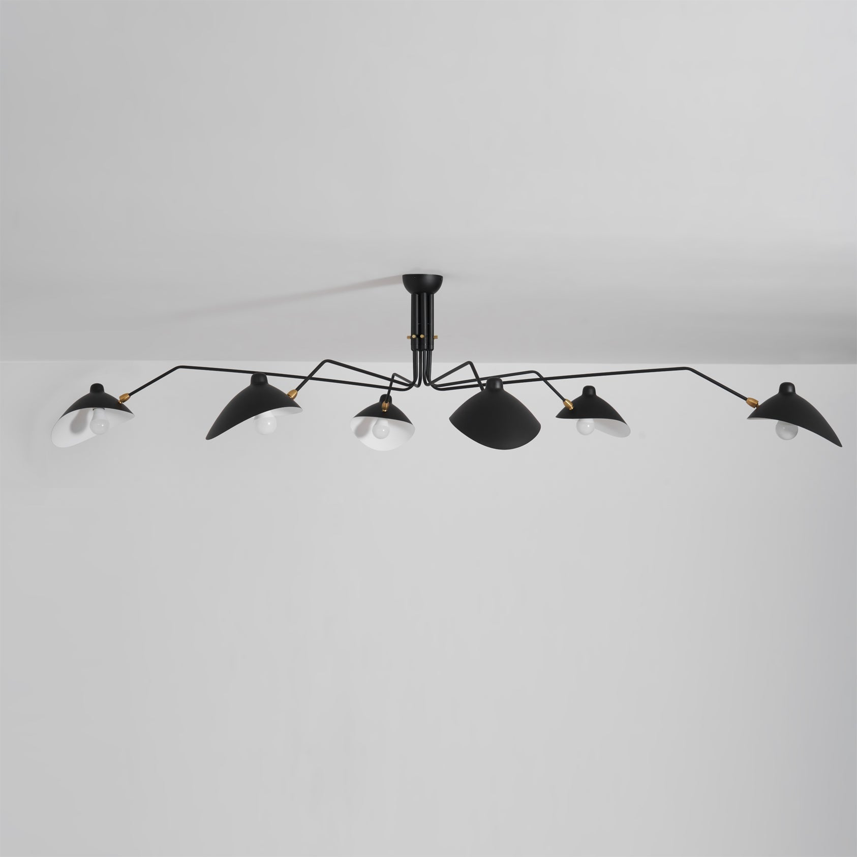 Mid-Century Modern Spider Ceiling Lamp — 3 Adjustable Brass Arms, Independent Articulation