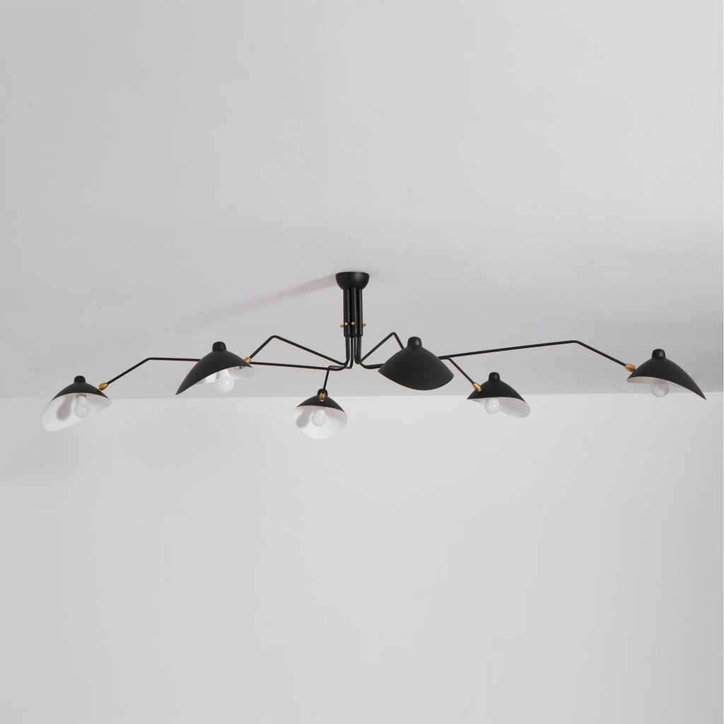 Mid-Century Modern Spider Ceiling Lamp — 3 Adjustable Brass Arms, Independent Articulation