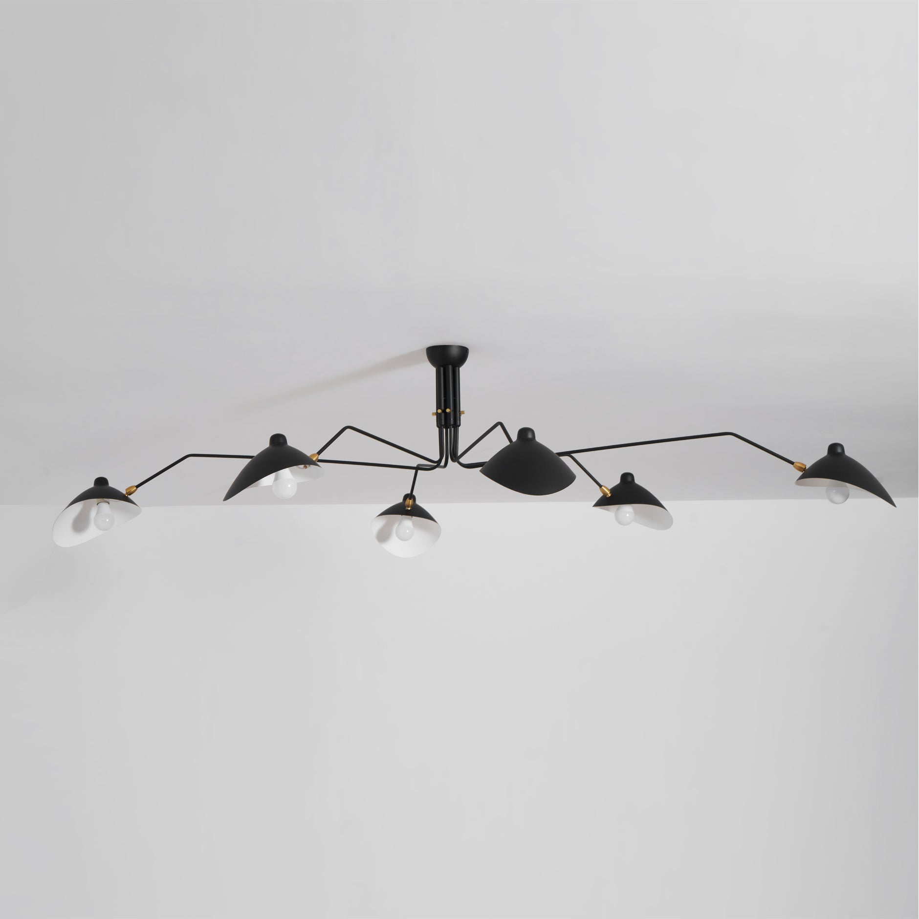Mid-Century Modern Spider Ceiling Lamp — 3 Adjustable Brass Arms, Independent Articulation