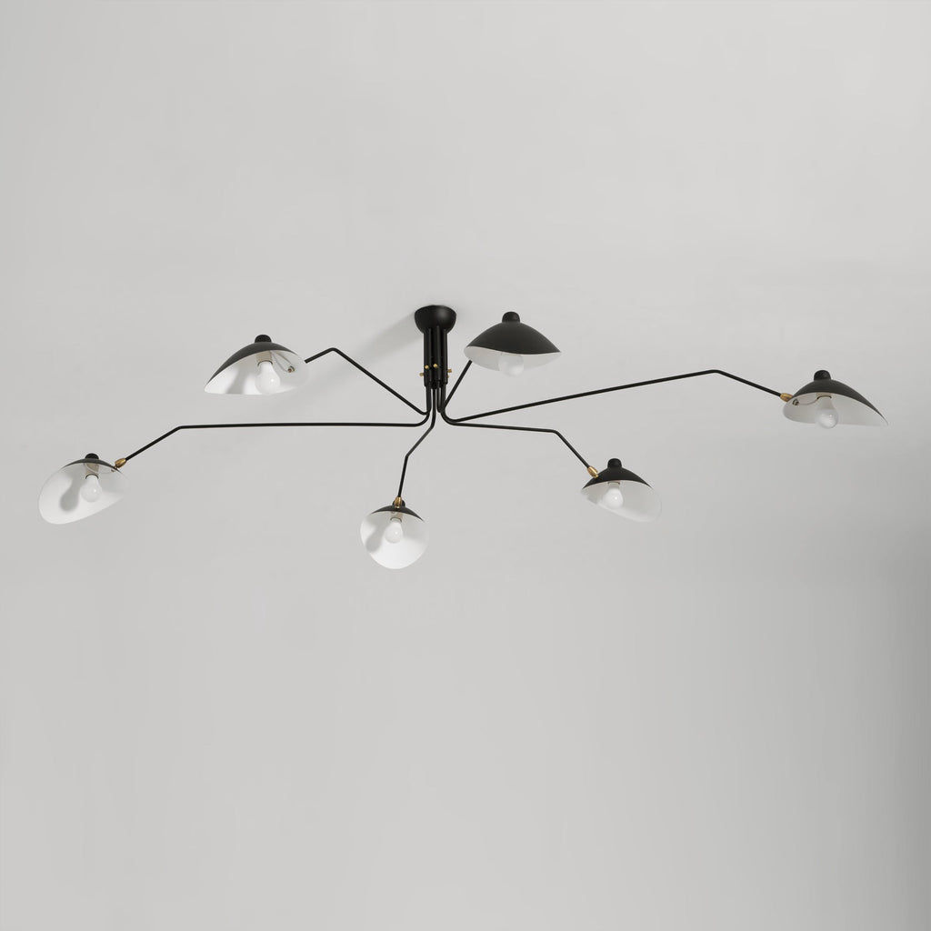Mid-Century Modern Spider Ceiling Lamp — 3 Adjustable Brass Arms, Independent Articulation