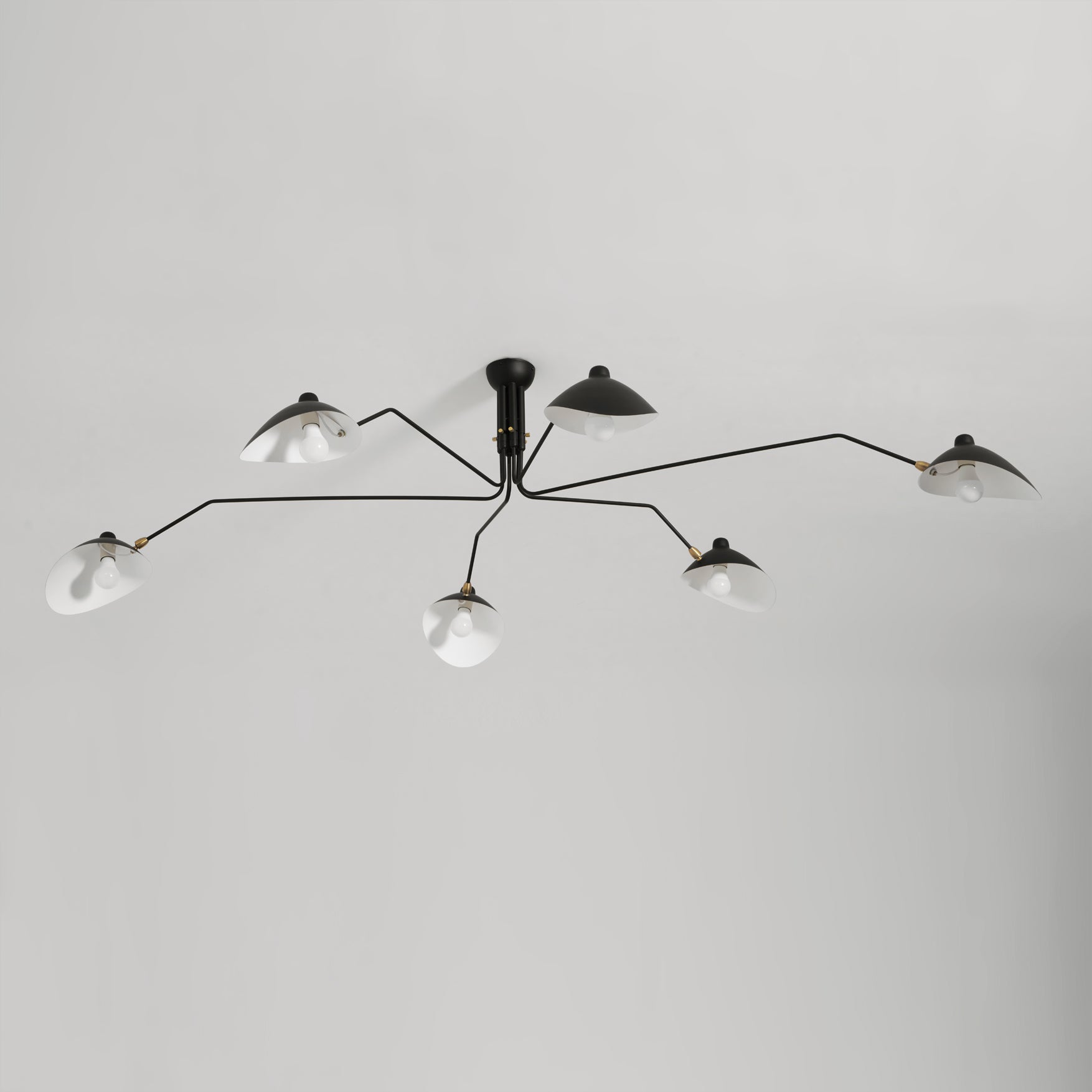 Mid-Century Modern Spider Ceiling Lamp — 3 Adjustable Brass Arms, Independent Articulation