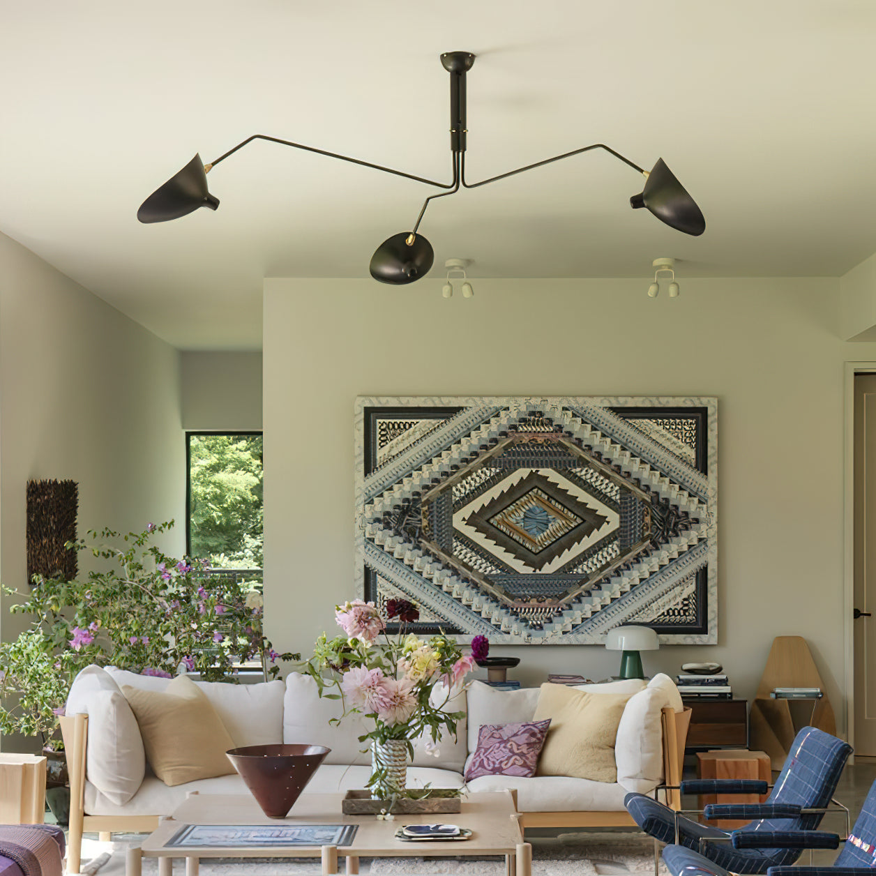 Mid-Century Modern Spider Ceiling Lamp — 3 Adjustable Brass Arms, Independent Articulation