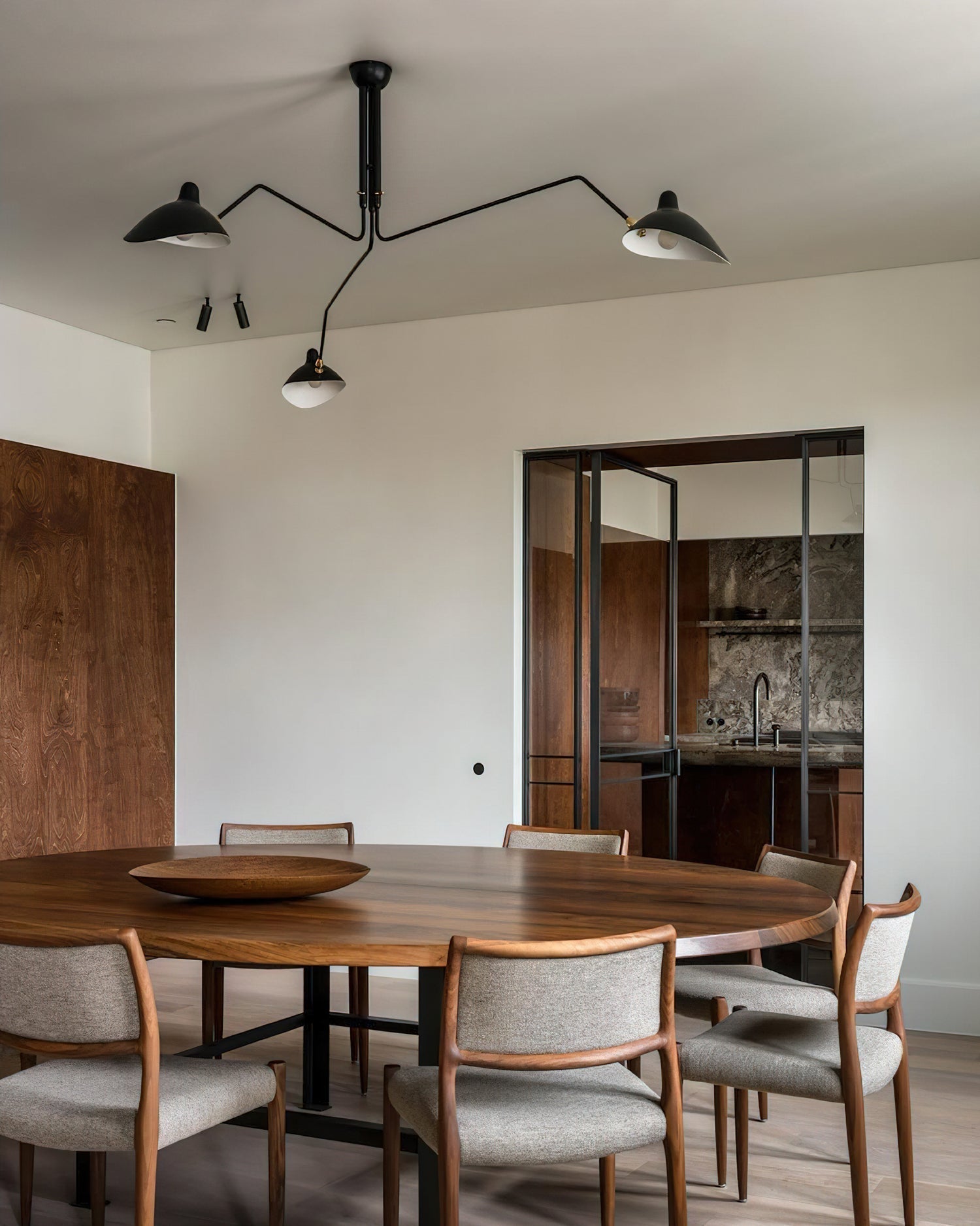 Mid-Century Modern Spider Ceiling Lamp — 3 Adjustable Brass Arms, Independent Articulation