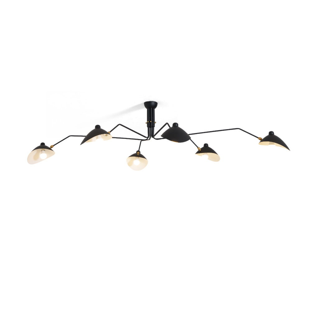 Mid-Century Modern Spider Ceiling Lamp — 3 Adjustable Brass Arms, Independent Articulation