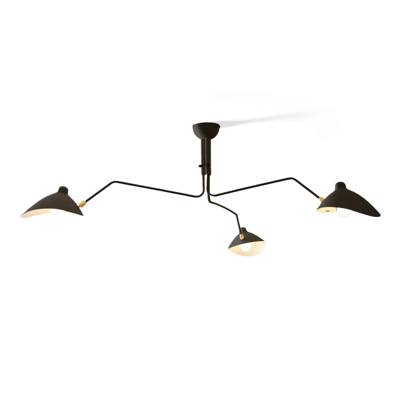 Mid-Century Modern Spider Ceiling Lamp — 3 Adjustable Brass Arms, Independent Articulation