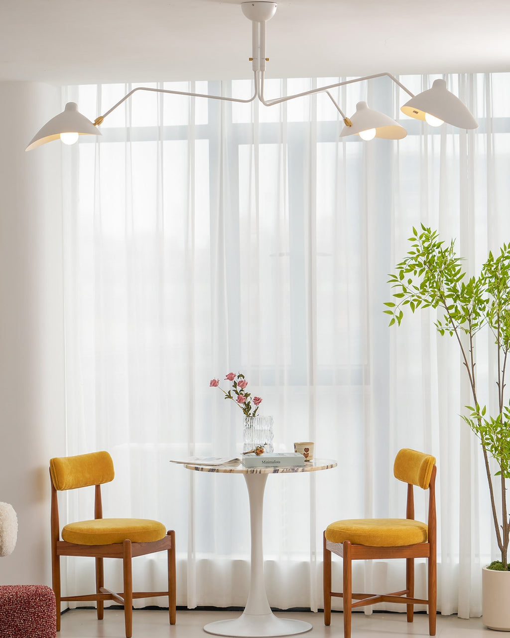Mid-Century Modern Spider Ceiling Lamp — 3 Adjustable Brass Arms, Independent Articulation