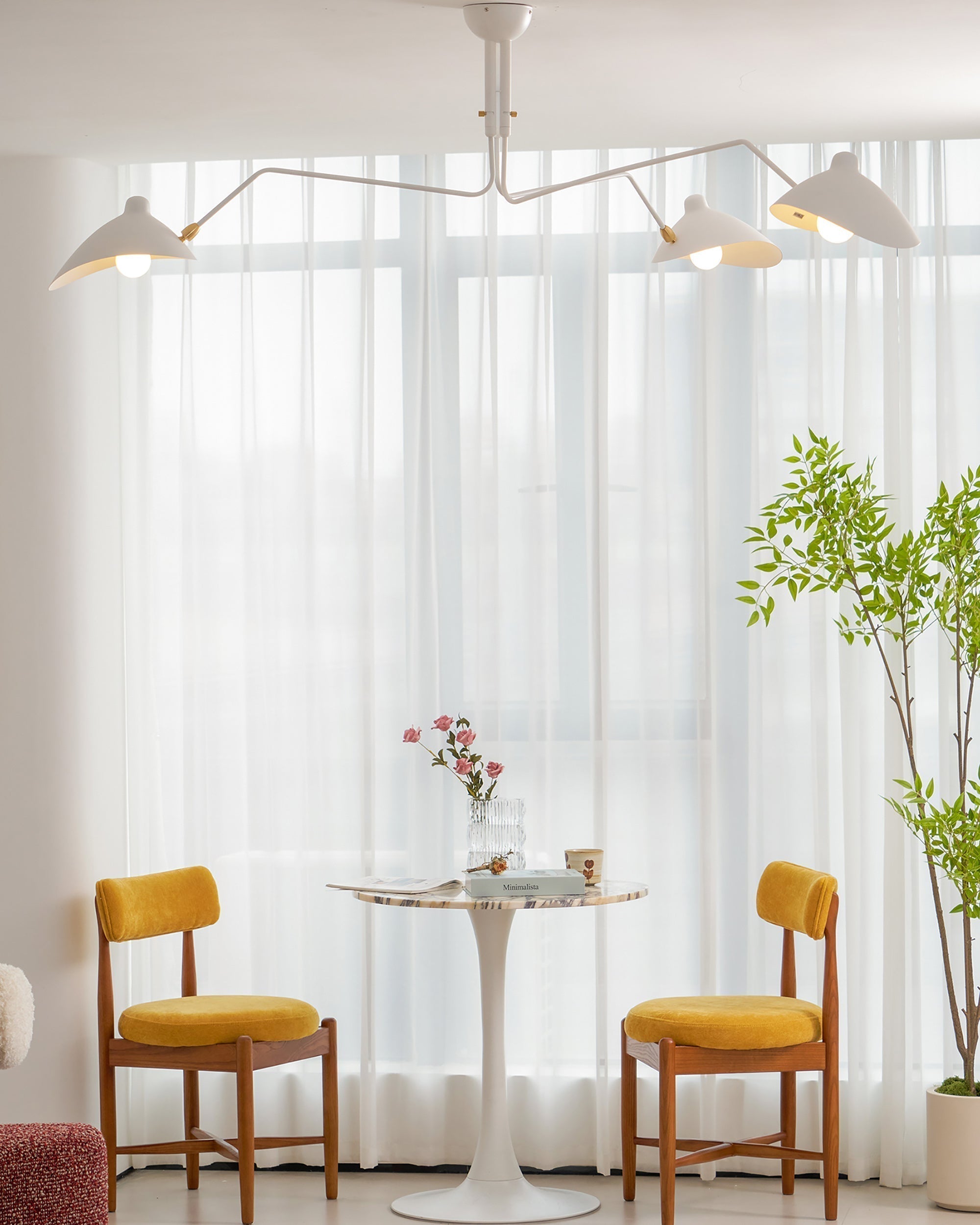Mid-Century Modern Spider Ceiling Lamp — 3 Adjustable Brass Arms, Independent Articulation