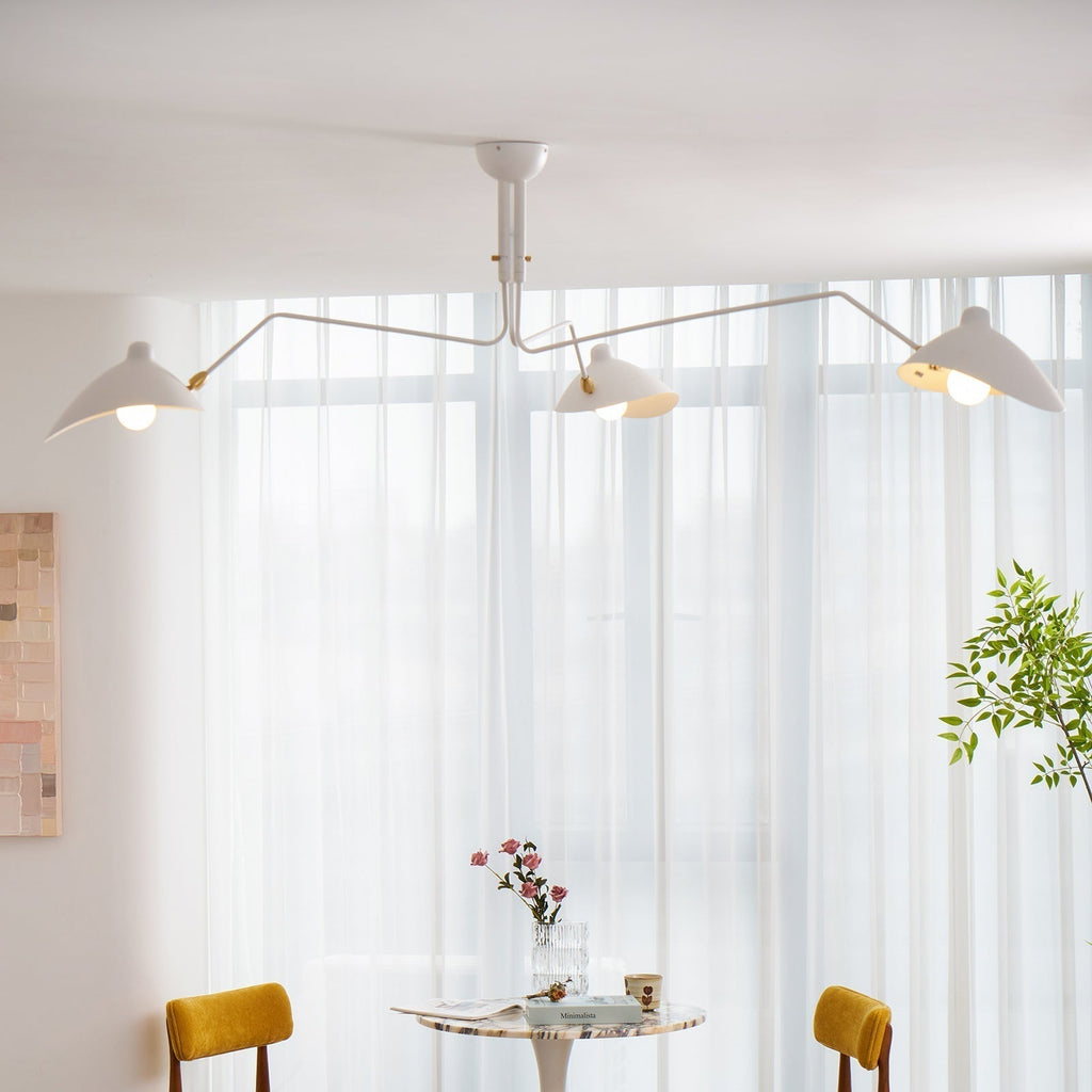 Mid-Century Modern Spider Ceiling Lamp — 3 Adjustable Brass Arms, Independent Articulation