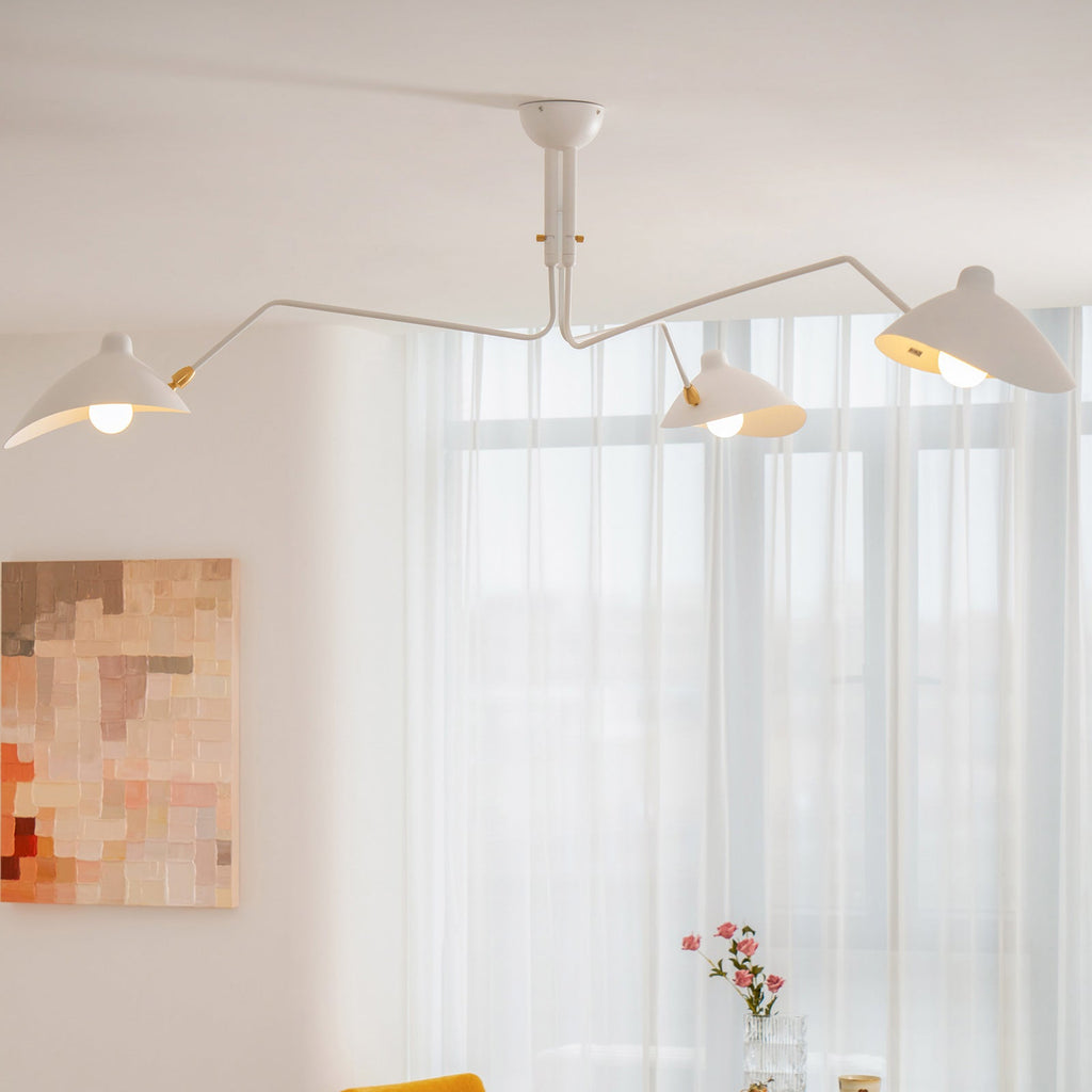 Mid-Century Modern Spider Ceiling Lamp — 3 Adjustable Brass Arms, Independent Articulation