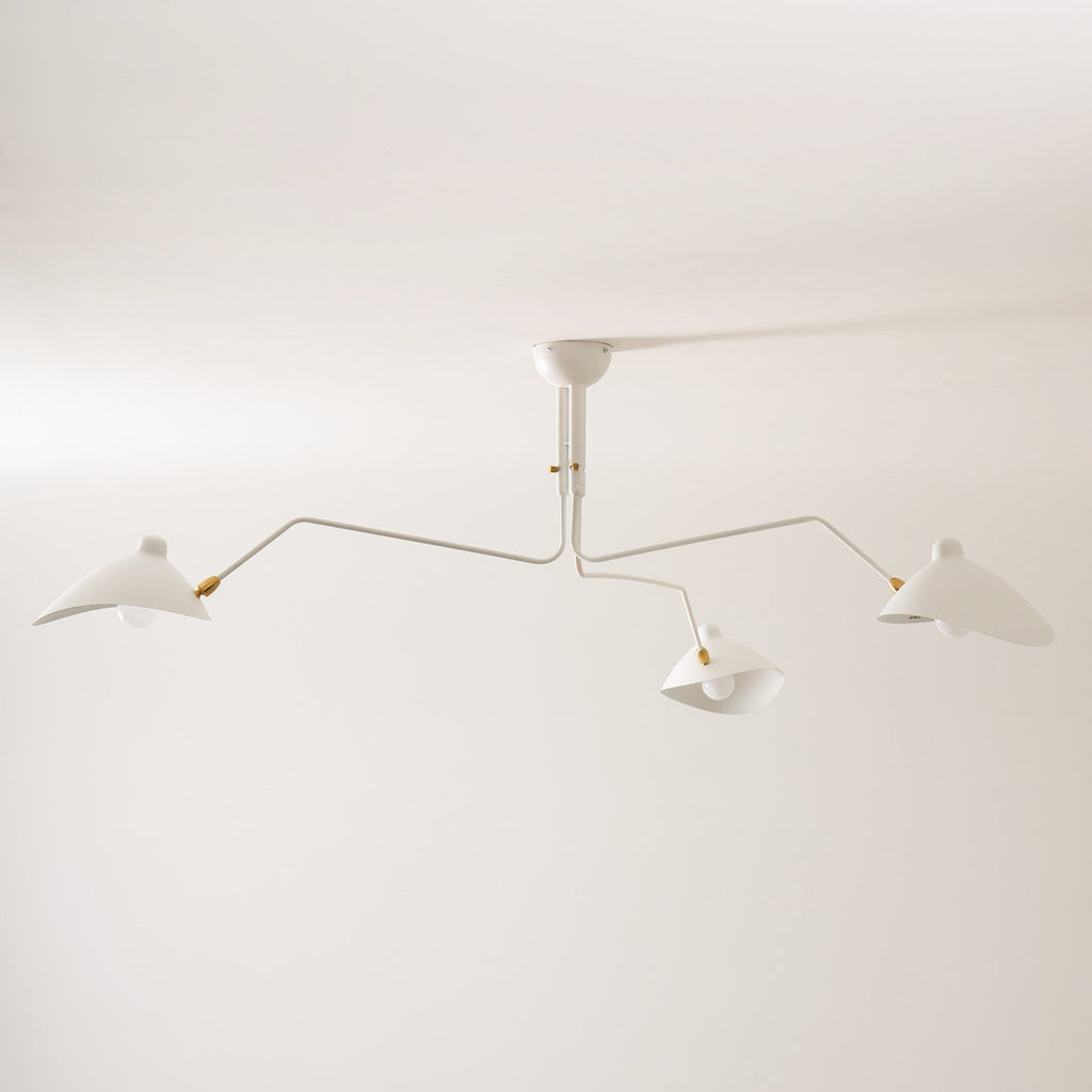 Mid-Century Modern Spider Ceiling Lamp — 3 Adjustable Brass Arms, Independent Articulation
