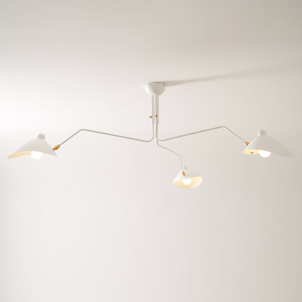 Mid-Century Modern Spider Ceiling Lamp — 3 Adjustable Brass Arms, Independent Articulation