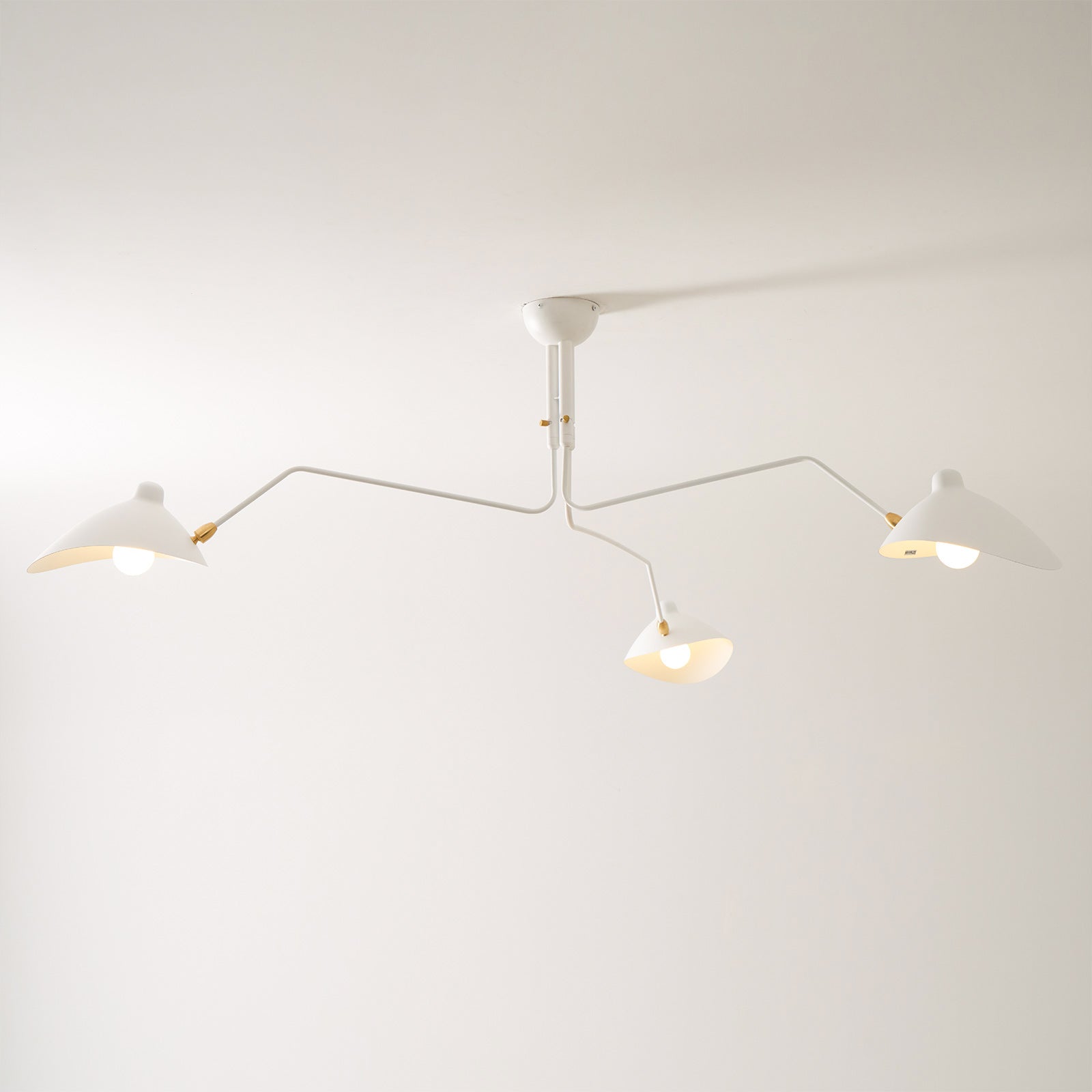 Mid-Century Modern Spider Ceiling Lamp — 3 Adjustable Brass Arms, Independent Articulation