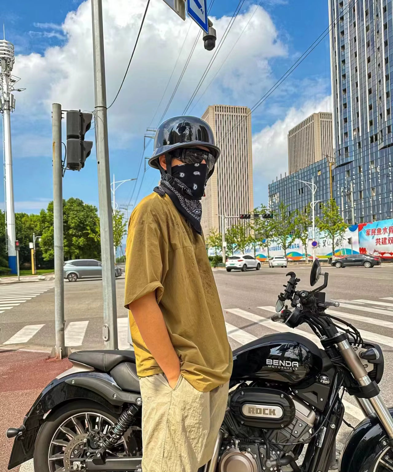 Capacete de motociclista de meia cobertura ao estilo alemão vintage — Certificado pela DOT