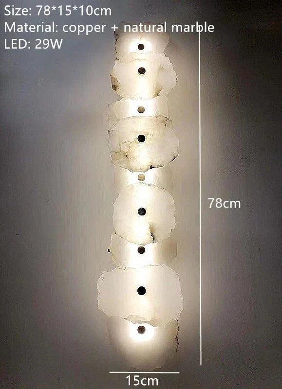 Natural Marble LED Wall Sconce — Modern Design, Copper Accents